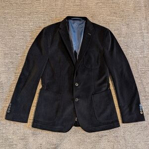 Nick Graham New York Cut Stretch Modern Black Velvet Houndstooth Sport Coat 40R